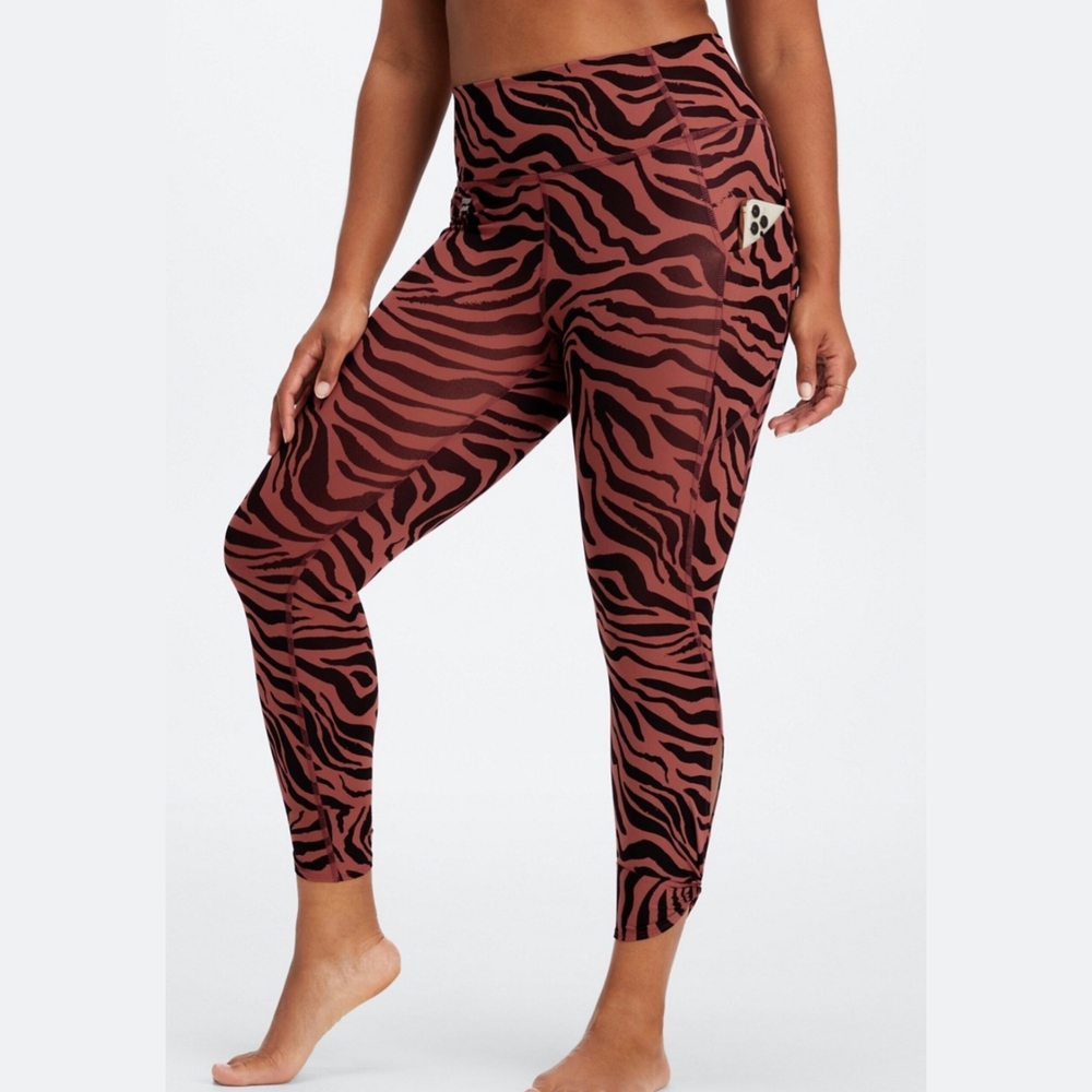 Fabletics Animal Print Leggings - Black and Brown